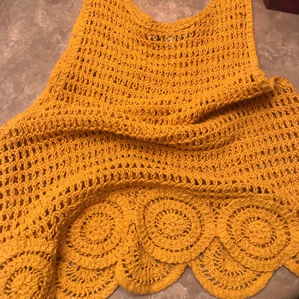 🌜Mustard yellow crochet festival crop top🌛